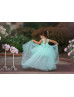 Beaded Mint Green Satin Tulle High Low Flower Girl Dress